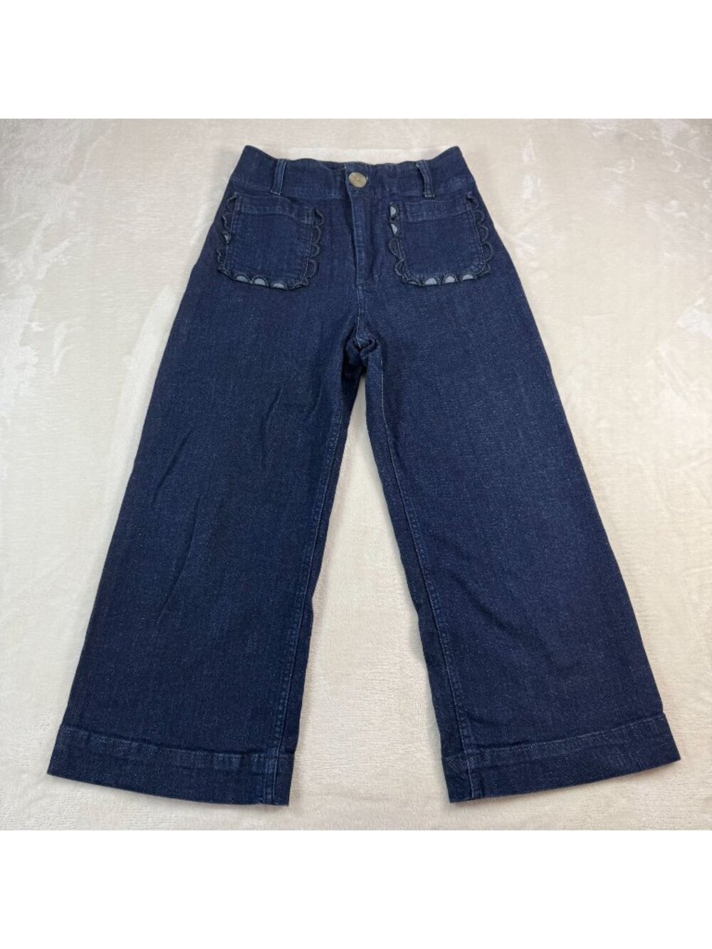 Maeve The Colette Crop High Rise Wide Leg Jeans Scalloped Patch Pocket 27P